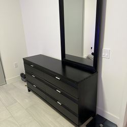 Black Nightstand With Mirror 
