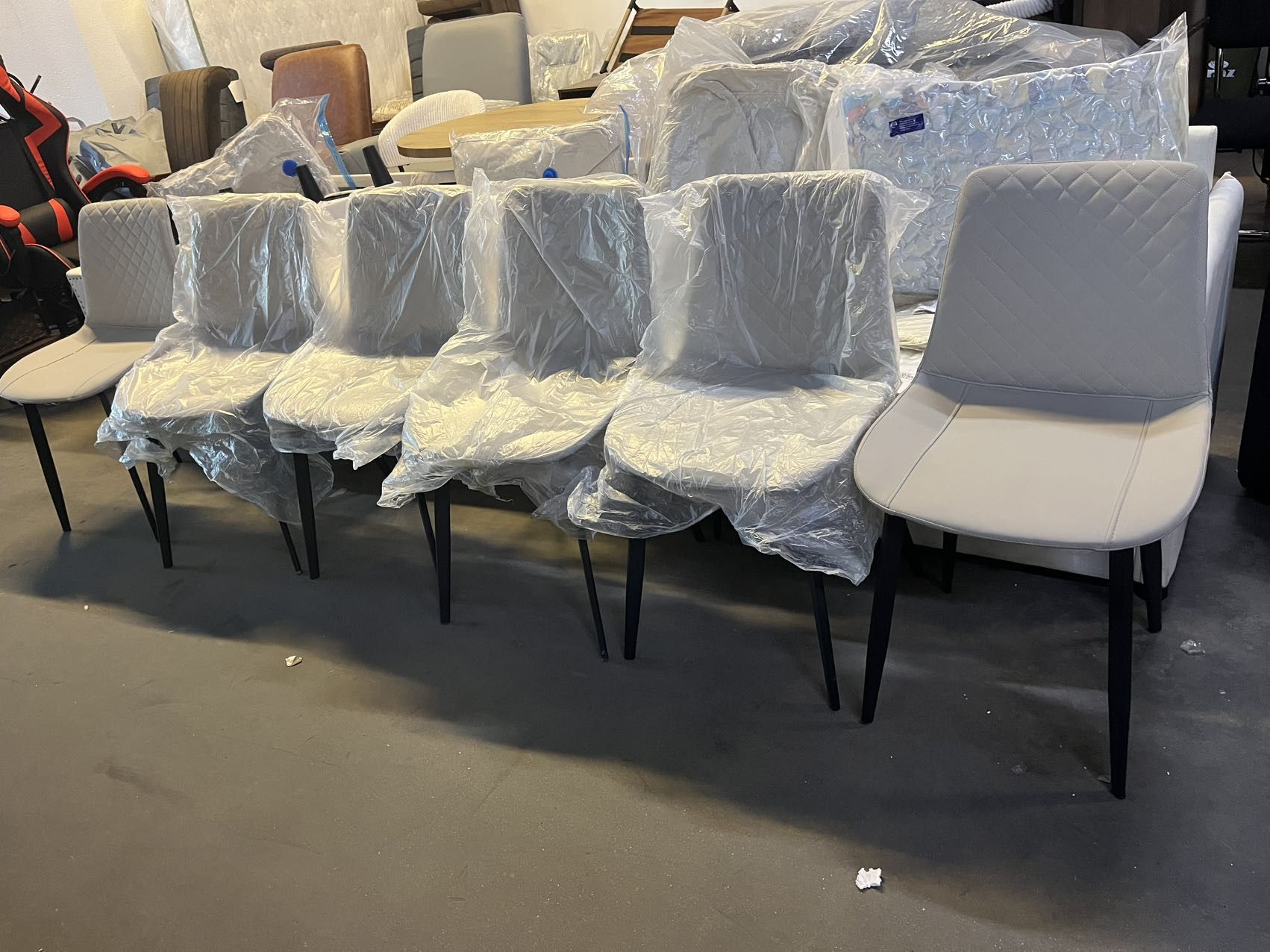 Dining Chairs Set of 6,  Modern Dining Room Chairs, Upholstered Faux Leather Dining Chair, Beige