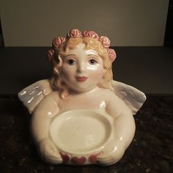 Vintage 1988 Clay Art Ceramics Angel / CherubTrinket Tray