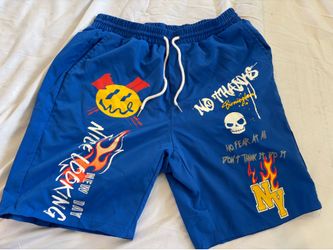 Blue Graphic Shorts