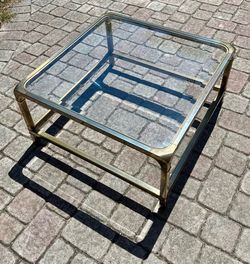⭕️ Vintage MasterCraft Brass & Glass Waterfall Coffee Table – MCM