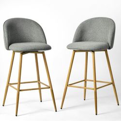 Homy Casa Haseeb Barrel Swivel Counter Height Bar Stools 26" Set of 2 Kitchen Seating