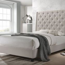 Chantilly Khaki Upholstered King Bed

