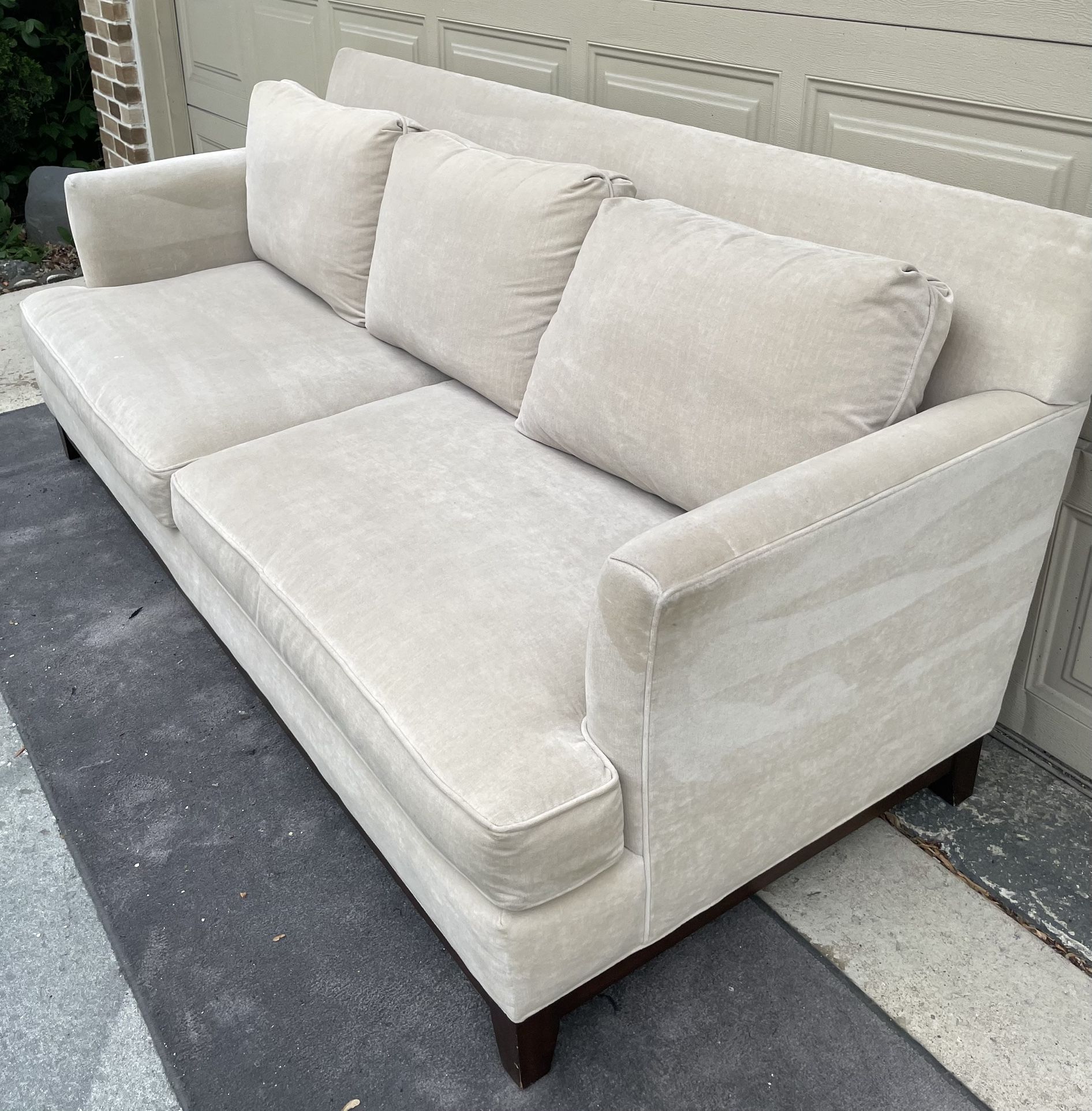 Walter E Comfy Ivory Sofa Wood Base