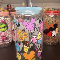 Disney 16oz Glass Cup w/ Glass Straw 