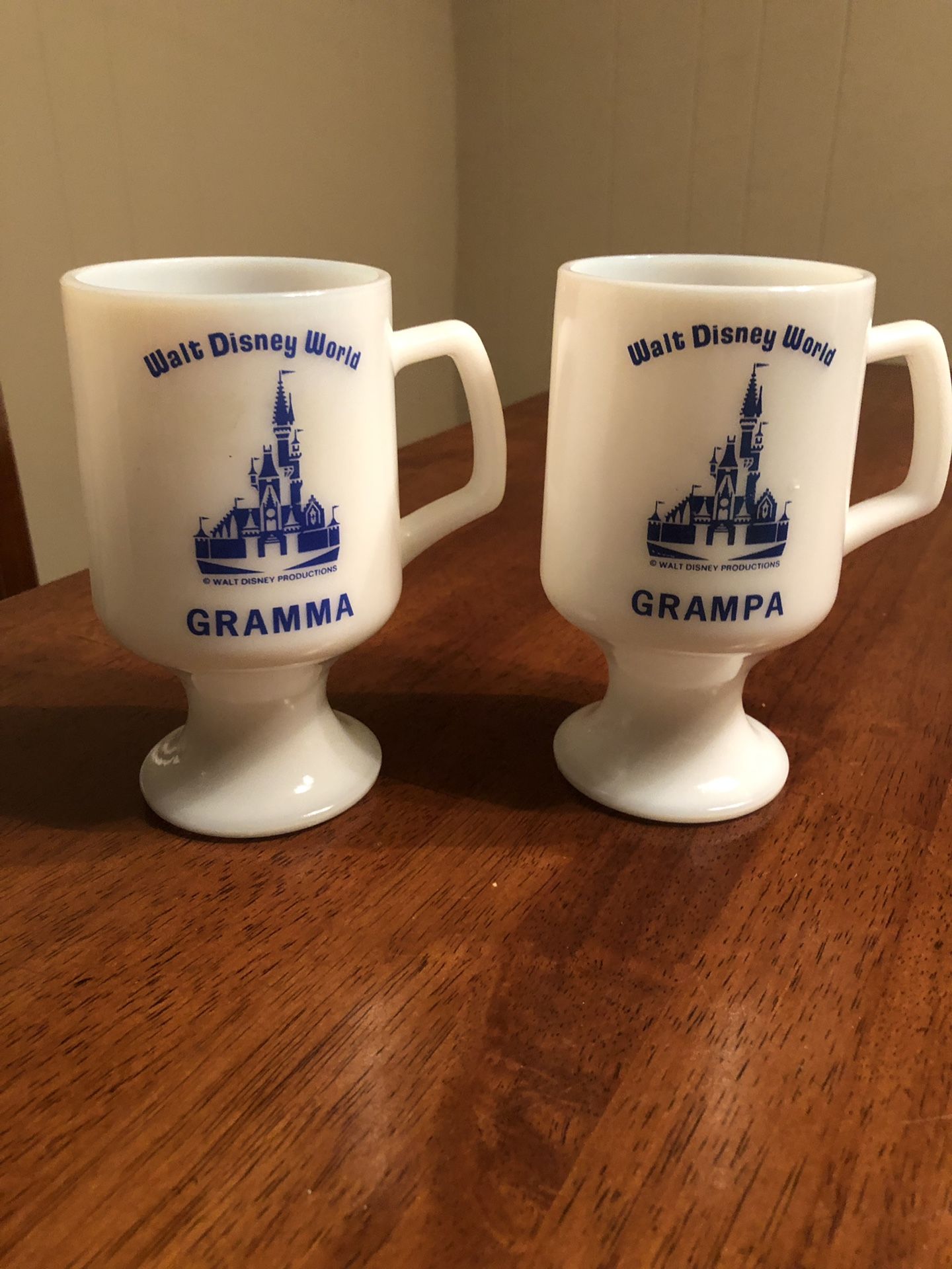 Vintage Walt Disney World Milk Glass Mugs