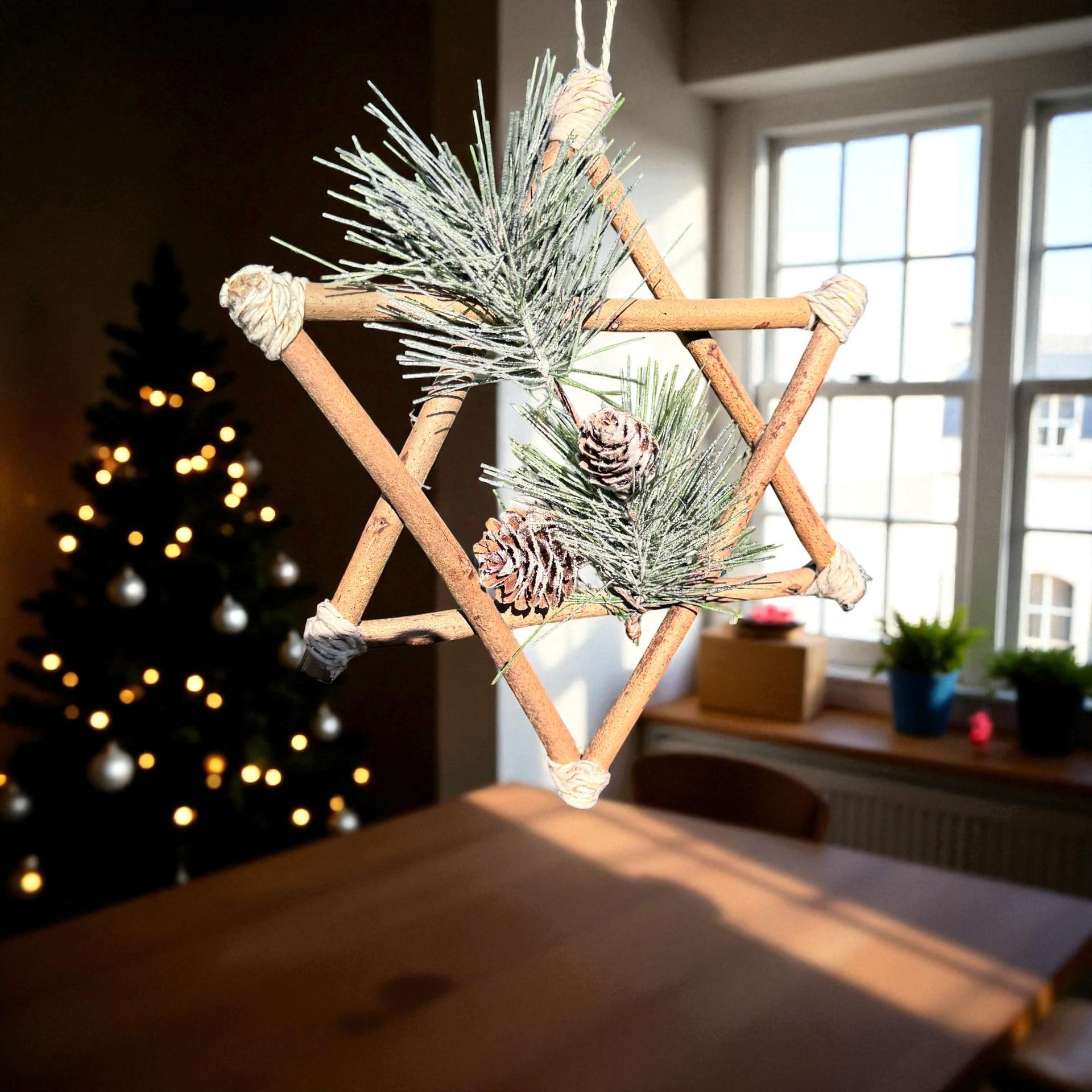 Rustic Christmas Wooden Star Hanging