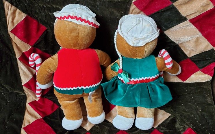 1990 Target Plush Holiday Gingerbread Boy & Girl