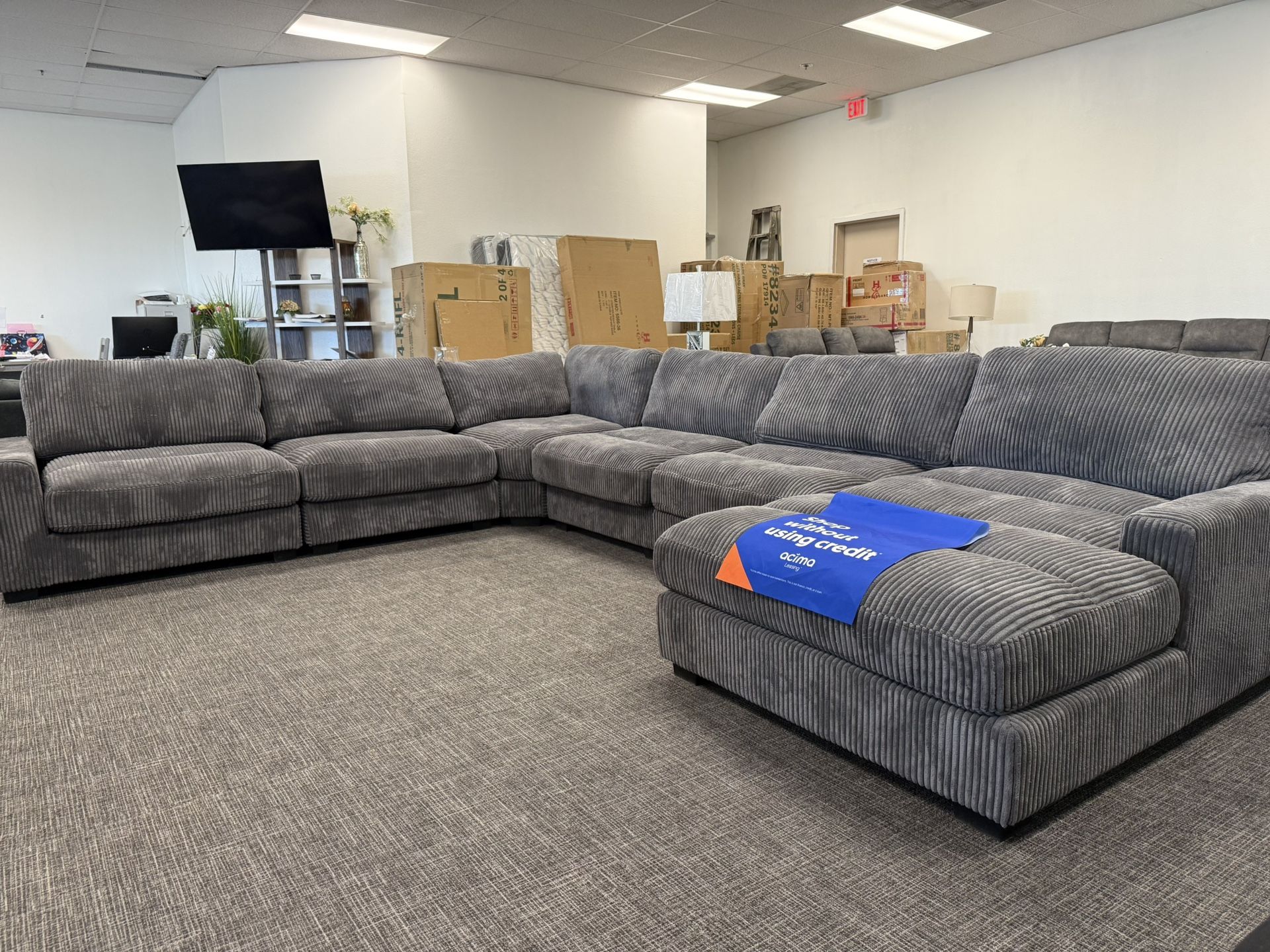 Huge Gray 6 Pc Sofa Sectional Set W/ Chaise - EZ $10 Down Payment Options Available