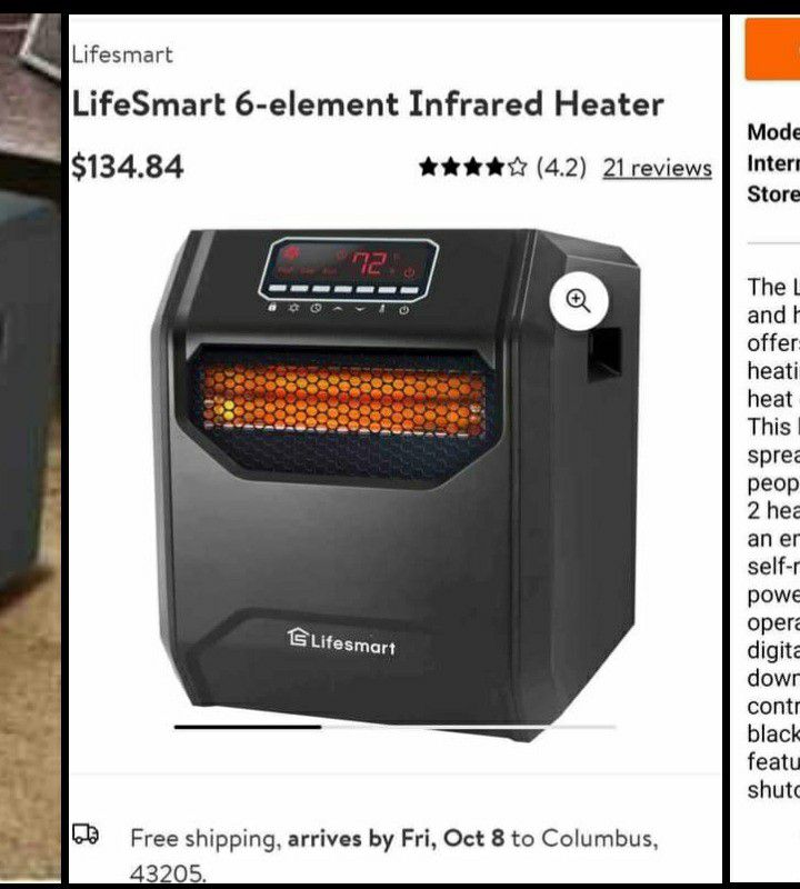 Brand new 1500 w six element infrared space heater with remote for large room.