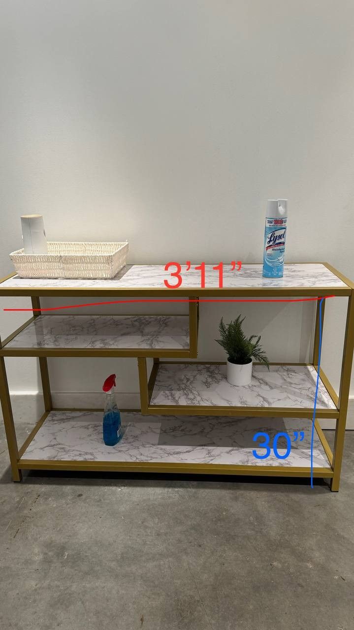Console Table Gold&White
4-Tier Storage Shelves Entryway Table Hallway Tables for Living Room