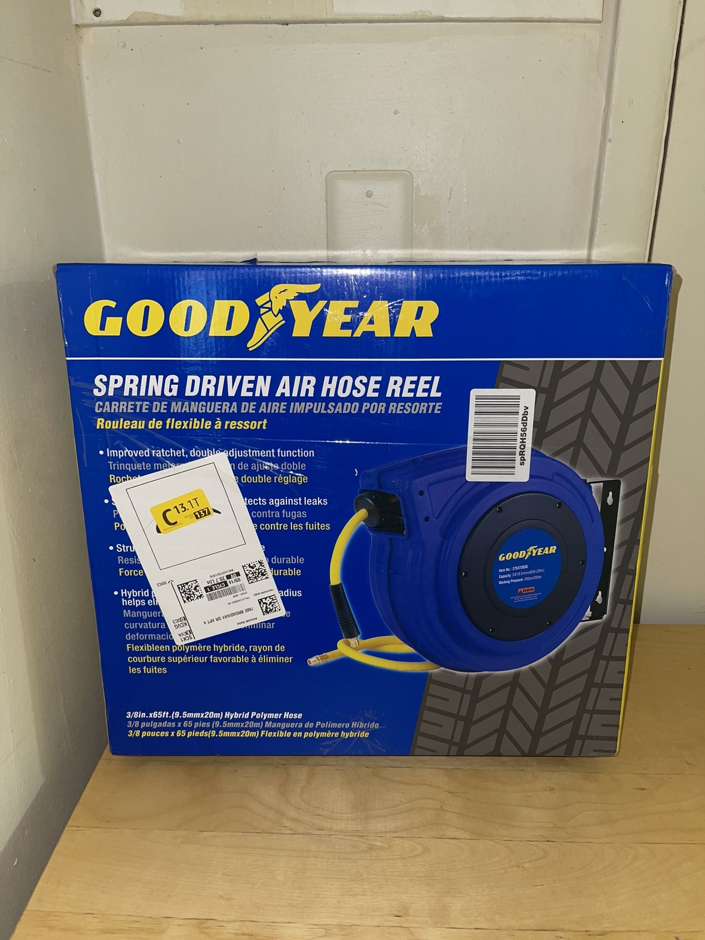 Goodyear Air Hose Reel Retractable 3/8" Inch x 65' Feet