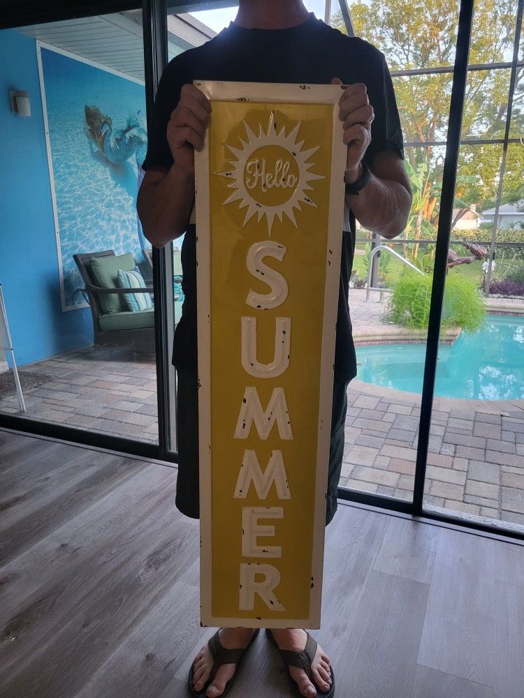 New With $34.99 Tag Metal Summer Sign Outdoor Indoor Decor