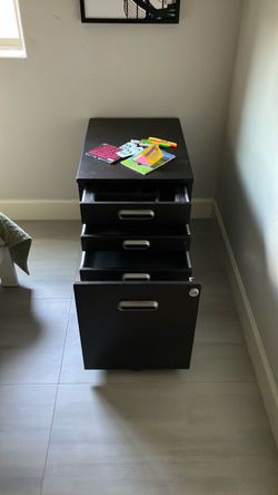 Black 3-Drawer Mobile File Cabinet