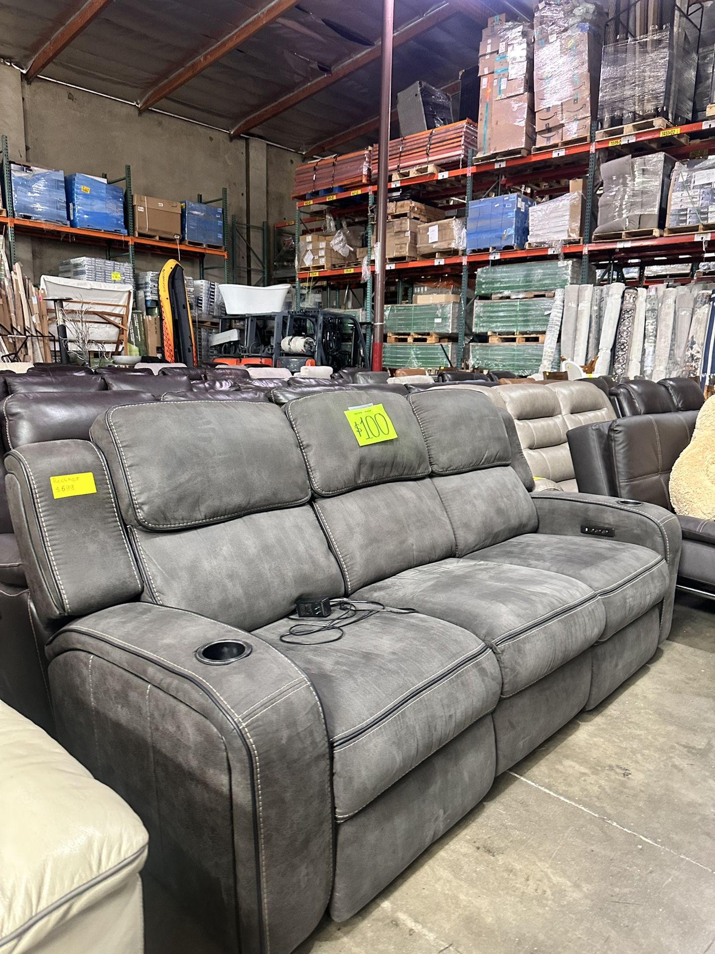 Matteus Fabric Power Reclining Sofa with Drop Down Table