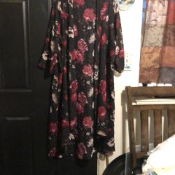 John Meyer Women Black Burgandy Floral Cardigan Sz 1X