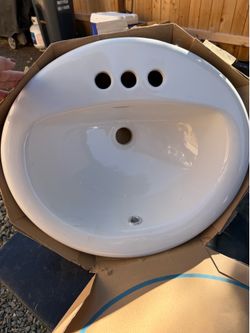 Cascadian Sanitary Ware L1290-8 20" x 17" White Oval Victor Drop In Lavatory Sink-new