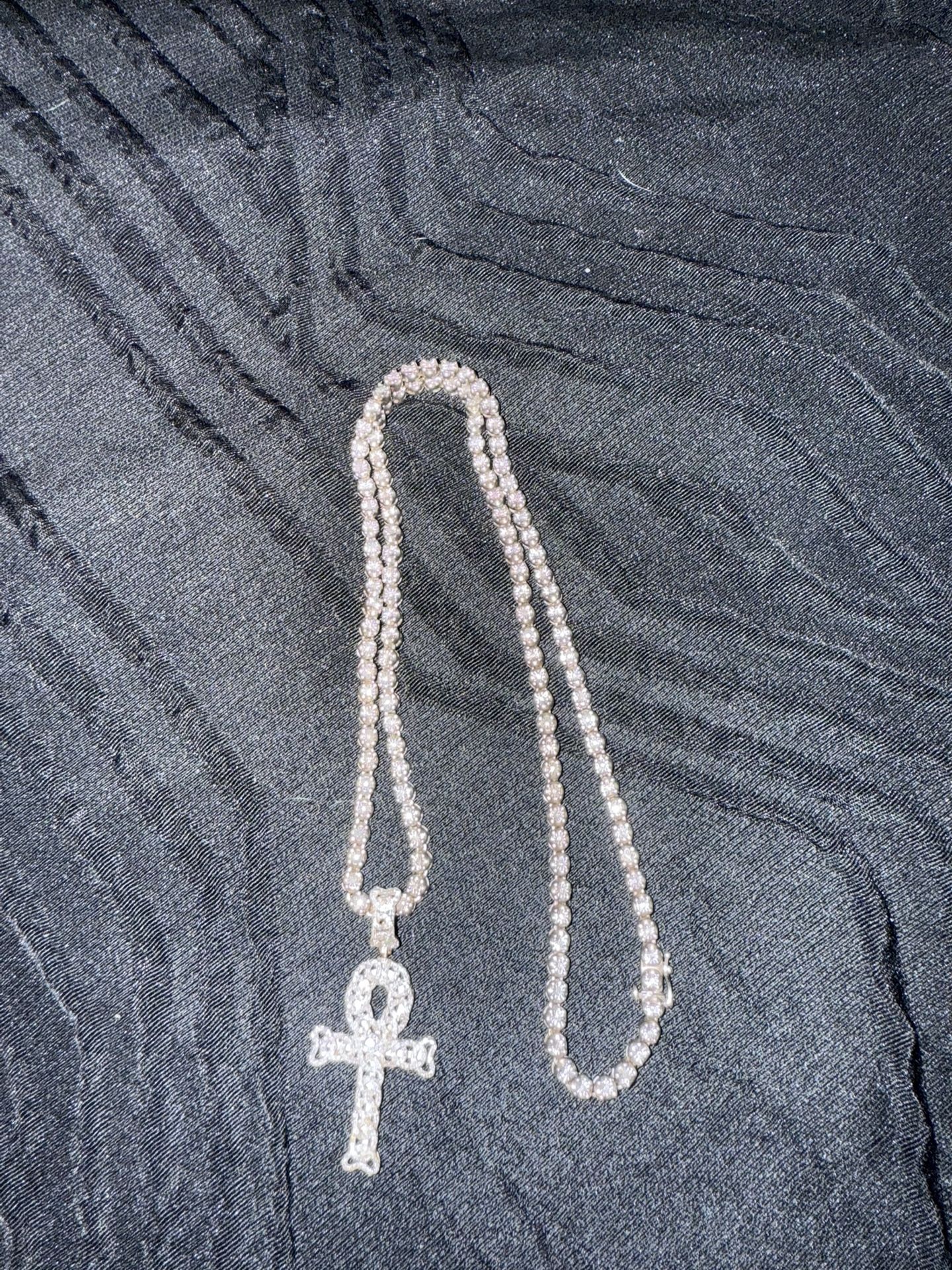 Tennis Chain & Ankh Pendant (Price Negotiable)