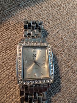 Silver Quartz Watch with Crystal Bezel