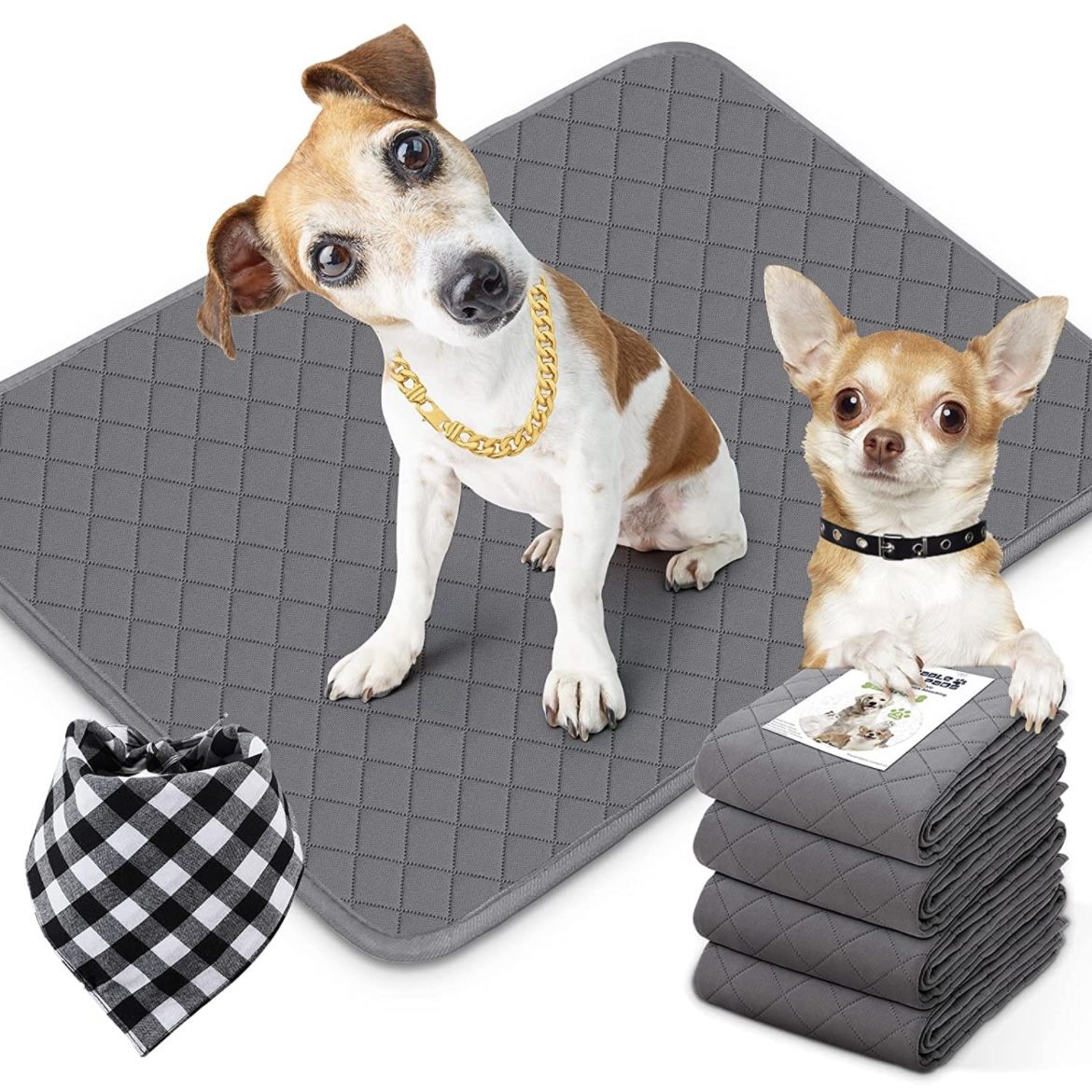 4 Packs Washable Dog Pads & A Dog Bandana