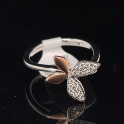 925 Silver Diamond Butterfly Ring 2.80g .10CTW Size 7 182311/18