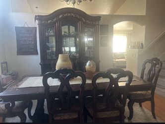 Free…China Buffet And Dining Room Table With Six Chairs