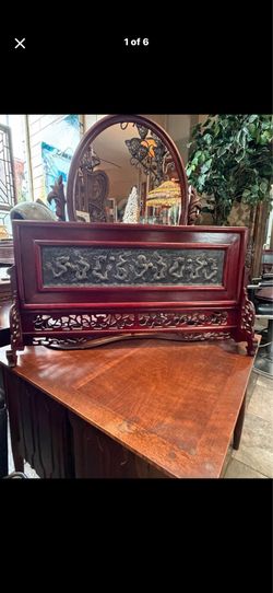 31 wide 17 tall stone dragons Rosewood art  panel found in the original box