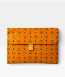 MCM Cognac Visetos Monogram Document Case