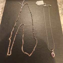 2 Sterling Silver Necklaces,  .925 Silver, 19.4 g