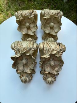 Set of 4 Floral Wall Sconce Brackets