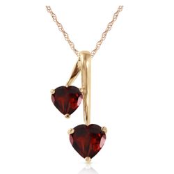 14k Solid Gold Natural Garnet Heart Necklace