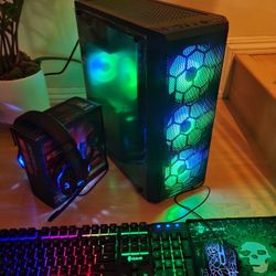 Gaming Computer With Keyboard, Mouse, and Headset 