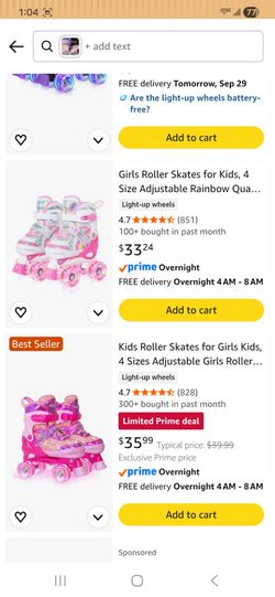 Roller Skates for Kids, Adiustable Quad Skates size 7C-9C
BOX LITTLE BIT DAMAGED BUT ROLLERSKATES ARE BRAND NEW