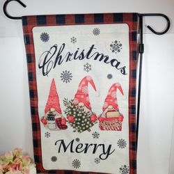 Merry Christmas Garden Flag. Christmas Gnome garden flag. Gnome front door decor. Gnome Porch decor. 