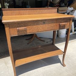 Vintage Wood Entry Table 40”X42.5”x18” Single Drawer
