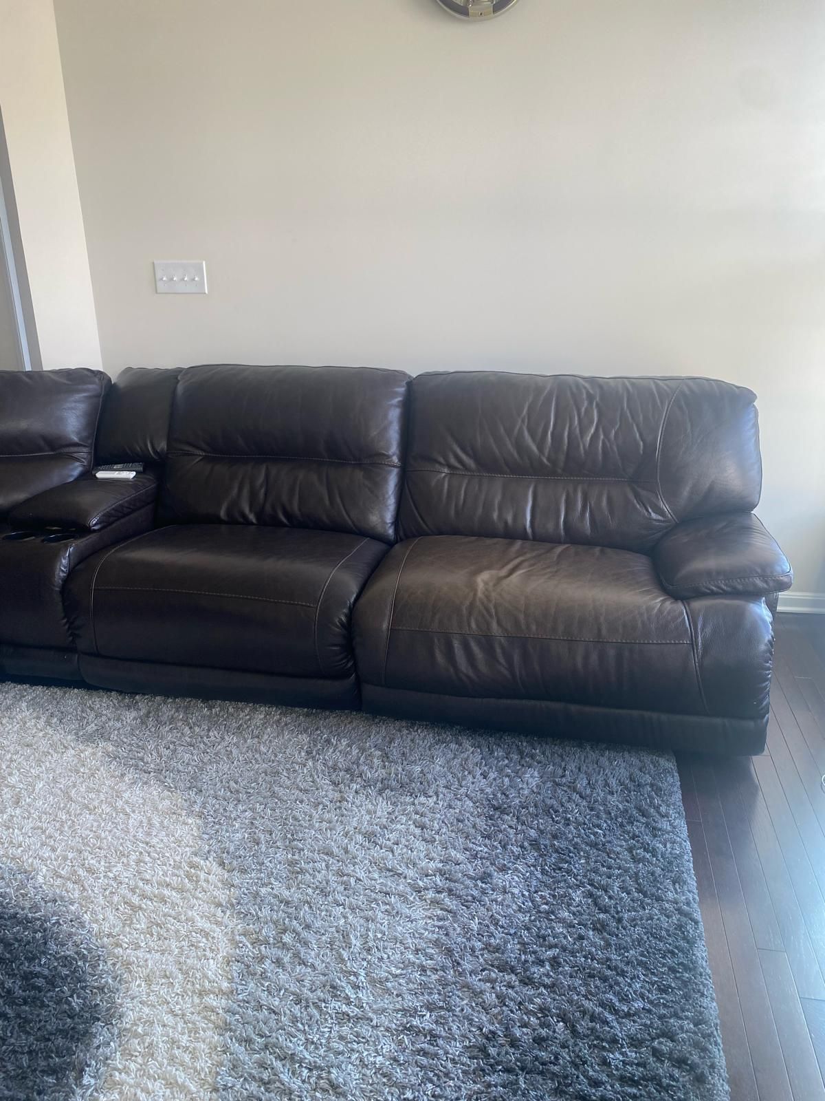 Ashely’s Pure Leather All Recliner Sofas (7 Set) - 2 Power ; Rest Manual