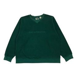 Vintage Gap Athletic Fleece Sweatshirt XL Mens Green Crewneck Pullover Spell Out