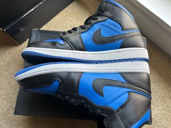 Men’s Jordan 1s Black and Blue High-Top Sneakers