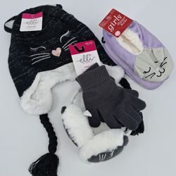 Ellie Hat & Glove Size M/L, Earmuff & Gloves One Size, Slipper Sock Size S/M