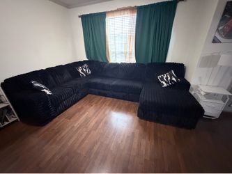 Large Modular Black Sectional Sofa