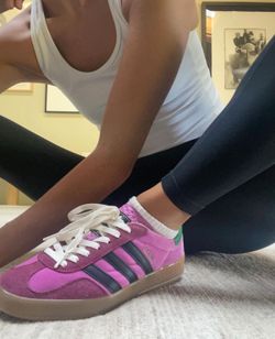 adidas gazelle silver green womens Gucci // X Adidas Pink & Multicolour Velvet & Suede Gazelle Sneaker  VSP  Consignment