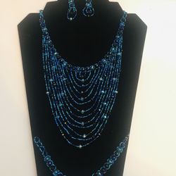Necklace, Bracelet And Earrings Set Joyeria Artesanal Mexicana, Jewelry, Hand Made , Huichol Art