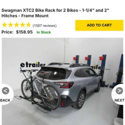 Bike Platform Rack for 1-1/4" and 2" Trailer Hitches, Locking Anti-Rattle, Threaded Hitch Pin for Swagman Hitch Racks, Curt Trailer Hi