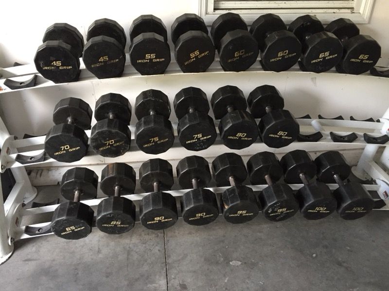 HOIST CF-3461-3 tier Dumbbell Rack with Iron grip dumbbell Set