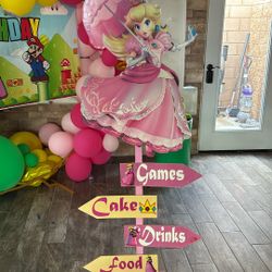 Princess Peach Party Sign