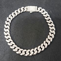 8inch Moissanite Cuban Bracelet Solid 925 Silver