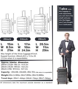 Coolife Luggage Expandable(only 28") Suitcase PC+ABS Spinner Built-In TSA lock 28in Thumbnail
