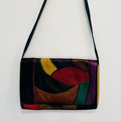 Carlos Falchi Vintage Leather Messenger Bag Patchwork EUC Snakeskin Alligator + Various Leathers