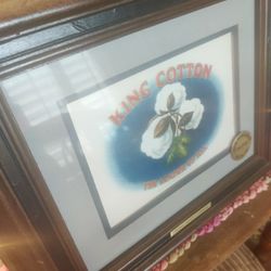 "KING COTTON" ANTIQUE FRAMED LITHO