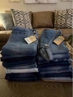 17 pair of jeans and 2 overalls